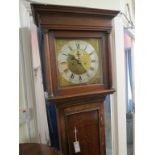 A George III oak 8-day longcase clock, 12in. square brass dial with engraved centre, anchor