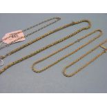 Four 9ct. gold neck-chains, 36.3 grams total