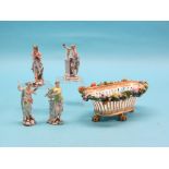 A set of four Volkstedt porcelain figures, The Arts, female figures, printed marks, 5.5in., and an