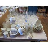 A Wedgwood bone china coffee set, other china and drinking glassware
