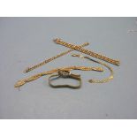 Five various 9ct. gold bracelets, 71.4 grams total