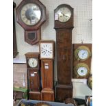 Three small longcase clocks, each in wood case, tallest 4ft.