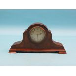 An Edwardian walnut mantel clock, convex dial and 8-day French movement, domed case with burr-