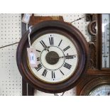 A Victorian dial clock, 6.5in. enamelled dial with alarum, 30-hour post-framed movement, with