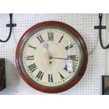 A Victorian mahogany dial clock, with painted, 13in. dial, cast brass bezel and mahogany surround,