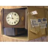 An Edwardian inlaid mahogany mantel clock, walnut-cased mantel clock, 8in. - carrying handle