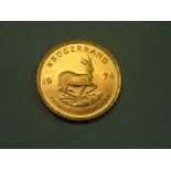 A gold Krugerrand, 1974