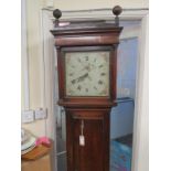 An 18th century cottage longcase clock, 12in. square, enamelled dial signed I. Pickett, Marlbro.,