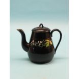 A Robert Heron & Sons Fife Pottery teapot, Rosslyn Jet type, numerous small china ornaments