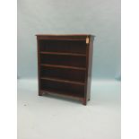 A Victorian mahogany open bookcase, three adjustable shelves, 3ft.