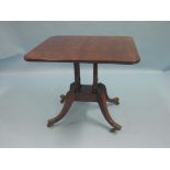 A mahogany occasional table, (19th century components), plum-pudding top on four-column stem and