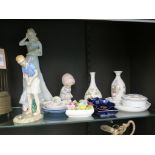 A Royal Doulton bone china figure, Winning Putt, HN3279, another, Windflower, HN3077, and other