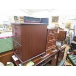 A reproduction mahogany two-drawer filing unit, with inset gilt-tooled leather top, 1ft. 8in., and a