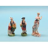 A pair of early 19th century Derby porcelain figures, male and female gardeners, CBD marks in red