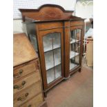 An Edwardian inlaid mahogany display cabinet, pair of astragal-glazed doors enclosing two fitted