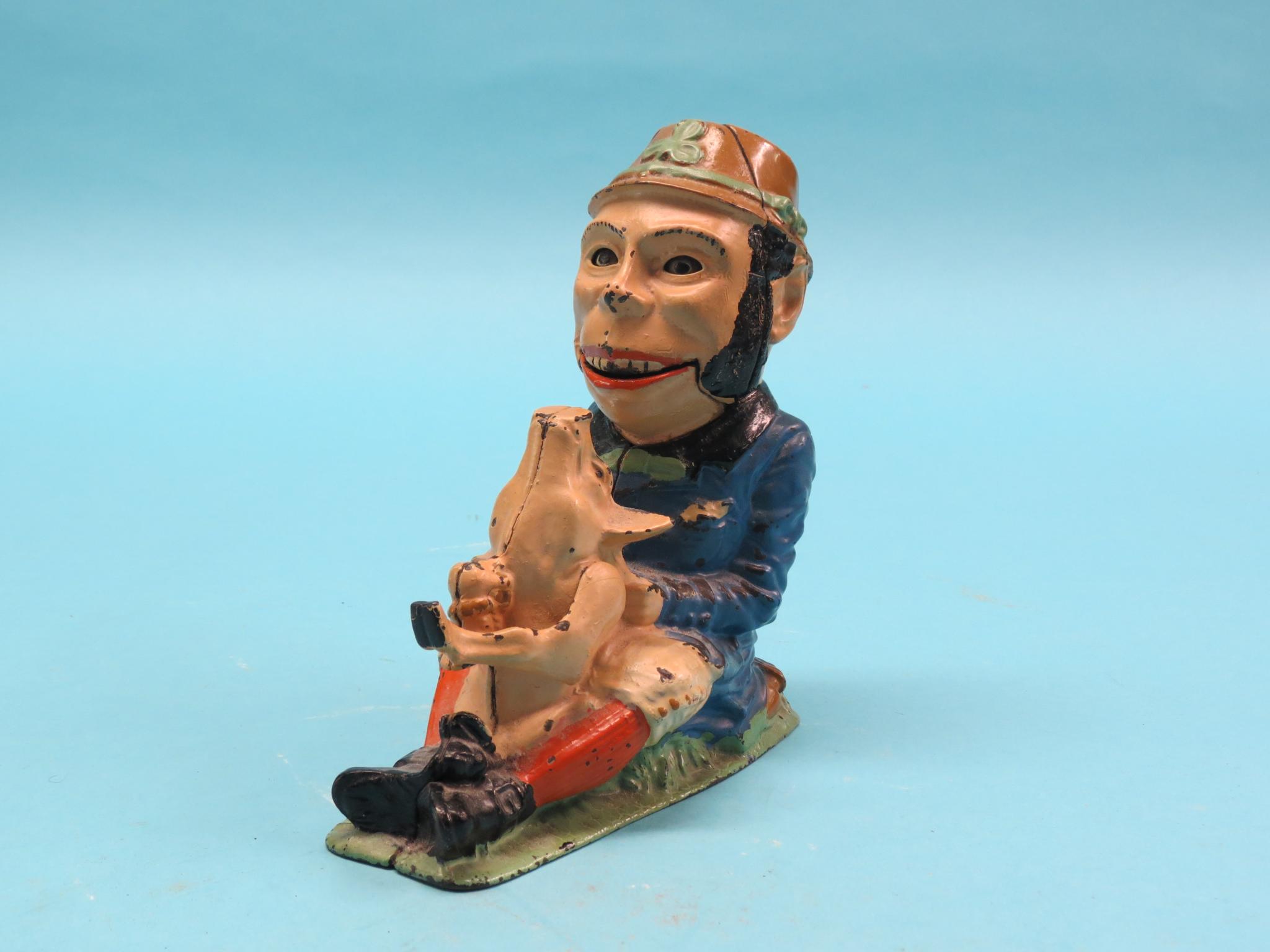 A J. and E. Stevens mechanical money bank, Paddy and the Pig, painted cast iron, full working order, - Image 2 of 4