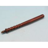 A rare rosewood combination truncheon/whistle, impressed A.C. Riome, maker, Gravesend, 16in.