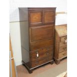 A Victorian cellarette cupboard, pair of panelled cupboards above fall-front cellarette, two drawers