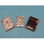 Two Victorian mother of pearl card cases, one with engraved detail, latter 3.5in., and a Victorian