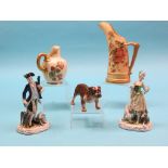 A Royal Doulton bulldog, HN1047, together with two Royal Worcester jugs, shapes 1094 and 1116,