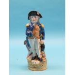 A Victorian Staffordshire character jug, Lord Nelson, enamelled detail, mound base, 11.5in. - base