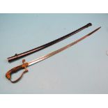 A German naval officer's sword, 32in. curved, single-edged blade, in scabbard Shipping arrangement