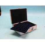 Two coin collectors' cases, each lined and fitted with coin trays, each case with two keys