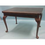 A mahogany draw-leaf dining table, on cabriole legs, top 4ft. x 3ft.- surface scratches