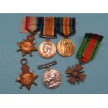 A rare group of three WWI medals, to Pte. E. Woods, 406918, RAF and Lond. Regiment, two further