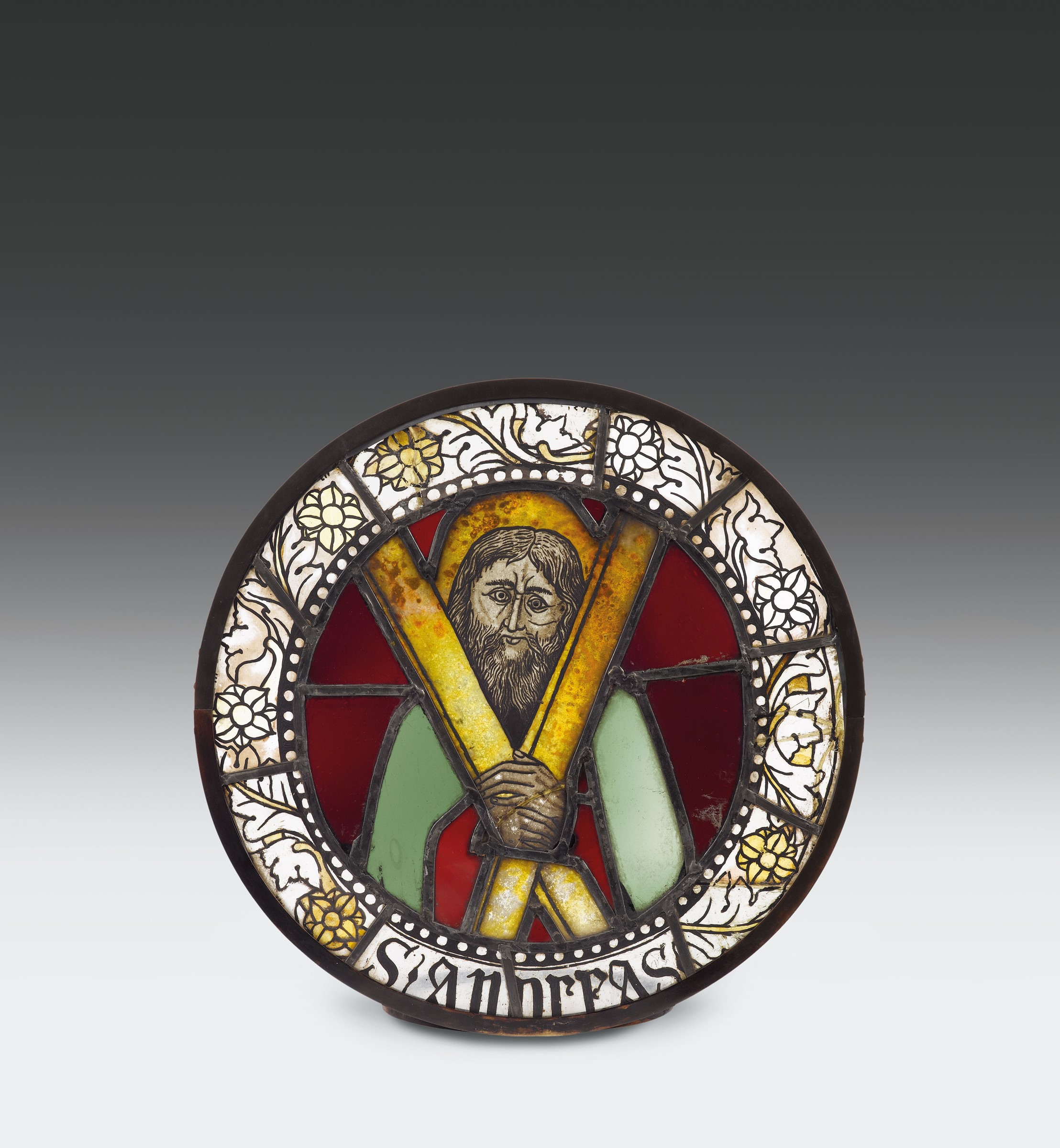 Vetrata policroma raffigurante S.Andrea. Arte vetraria comasca, ultimo decennio del XV secolo- primo