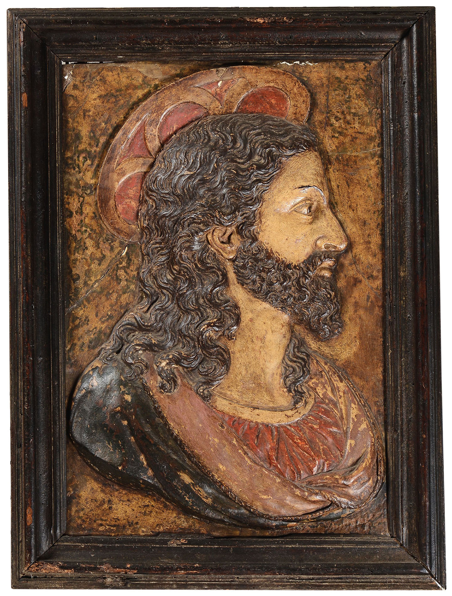Rilievo in stucco policromo raffigurante profilo del Redentore. Firenze o Roma prima metà del XVI