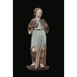 A polychrome wood Angel sculpture, central Italy, 17th century occhi in vetro, altezza cm 90