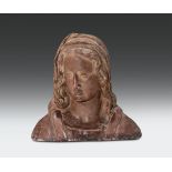 Busto in terracotta dipinta raffigurante Madonna, plasticatore emiliano prossimo ad Antonio