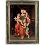 Pittore Olandese del XVI secolo, Figura femminile con putti olio su tela, cm 130x100, in cornice a