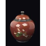 A silver cloisonné gilt enamel vase and cover, Japan, Meiji Period, 19th century h cm 6,5