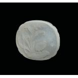 A white jade plaque with quail, China, Qing Dynasty, 19th century cm 6