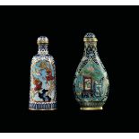 Two cloisonné enamel snuff bottles, China, Qing Dynasty, 19th century apocryphal Qianlong mark