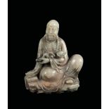A soapstone figure of wise man with ruyi, China, Qing Dynasty, Qianlong Period (1736-1795) h cm 13,
