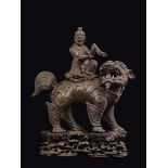 A large bronze "wise man on a Pho dog" censer, China, Ming Dynasty, 17th century h cm 30