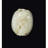 A white jade "two fawns with mushrooms in their mouths", China, Qing Dynasty, 19th century cm 5,5