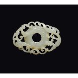 A white jade Pi with fretworked bats, China, Ming Dynasty, 17th century cm 7