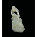 A white jade "monkey on a rock" group, China, Qing Dynasty, 19th century h cm 5