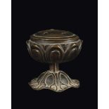A bronze "lotus flower" censer, China, Qing Dynasty, 18th century h cm 7