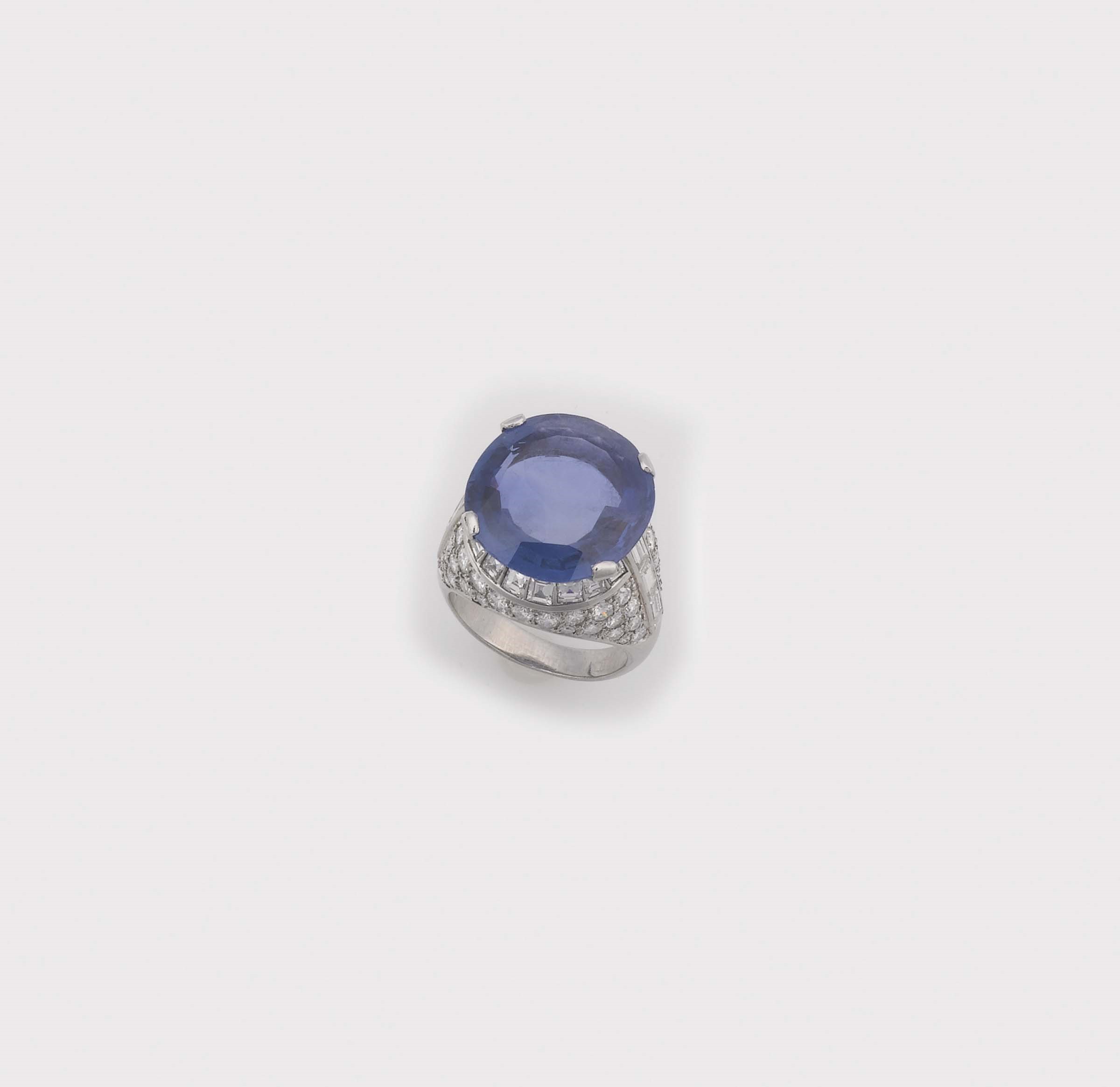 A sapphire, diamond and platinum ring montatura in platino e diamanti - Image 2 of 2