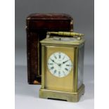 A late 19th/early 20th Century French carriage clock retailed by A. Singer of Vienna, the 2ins