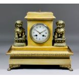 A late 19th Century French sienna marble cased mantel clock, No. 6958, the 3.25ins diameter white