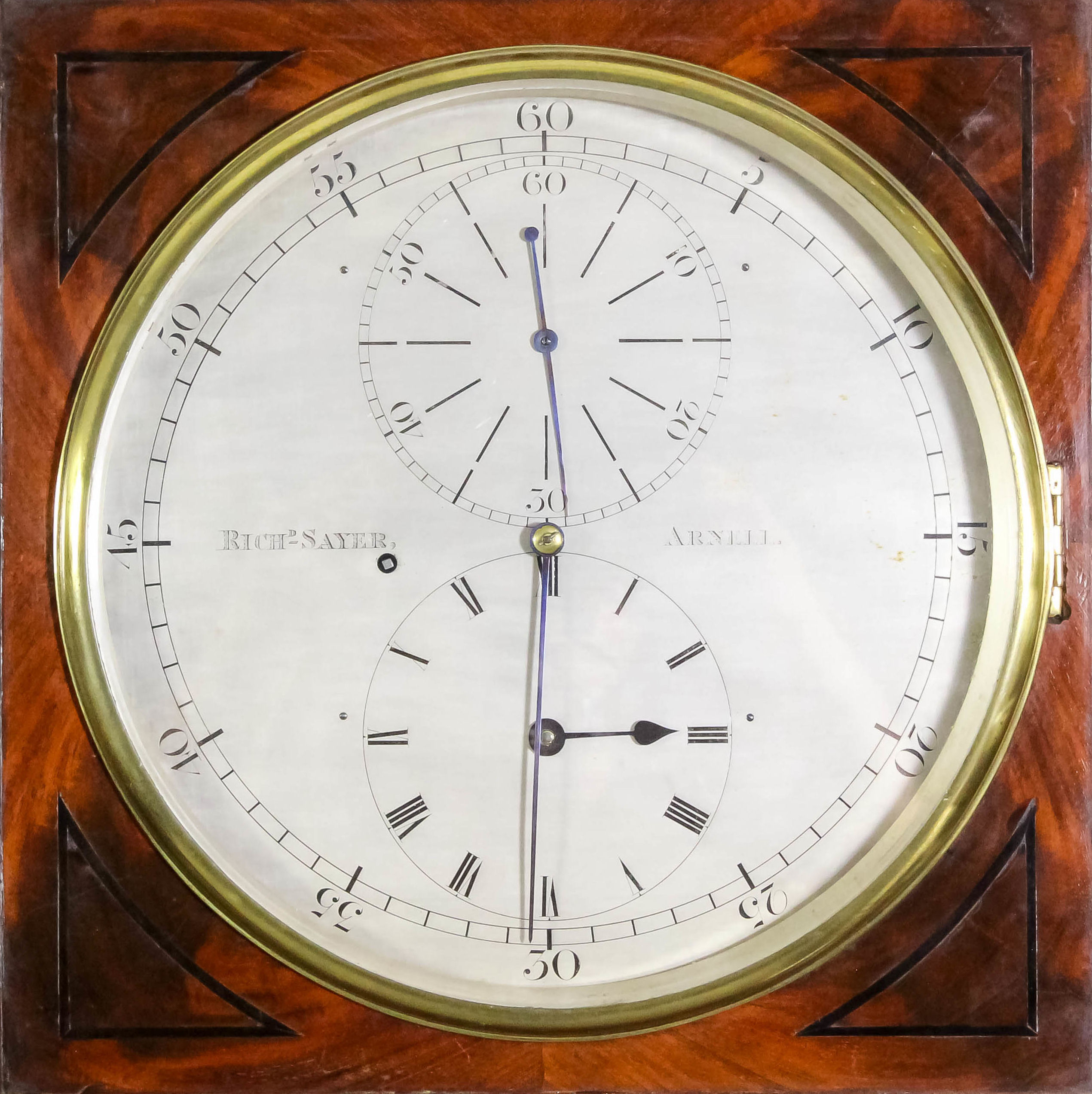 A mid 19th Century mahogany longcase "Regulator" by Richard Sayer of Arnell, the 12ins diameter - Image 2 of 2