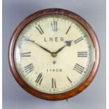 An early 20th Century mahogany cased "Railway" dial wall clock made for The London, Northern and