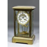 A late 19th Century French brass cased "Four Glass" mantel clock by S. Marti & Cie, No. 15715, the