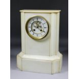A late 19th Century French white marble cased mantel clock by Vincenti & Ci, and retailed by